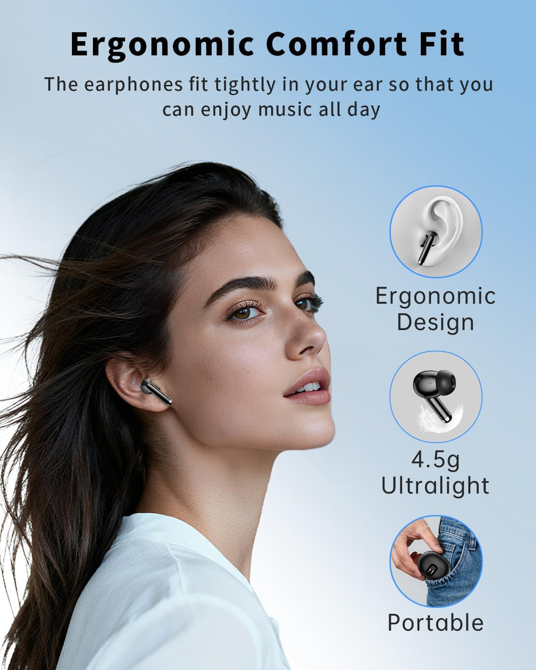 Auriculares inalámbricos, auriculares Bluetooth 5.4 con 50 horas de...