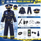 Disfraz de policía para niños, disfraz de policía para el día de la carrera, Halloween, cumpleaños, disfraces para niños de 3 a 12 años