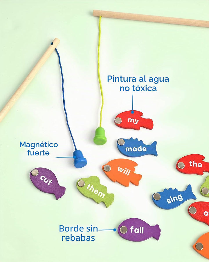 Coogam Juego de Pesca Magnética de Madera de Palabras de Vista Apre...