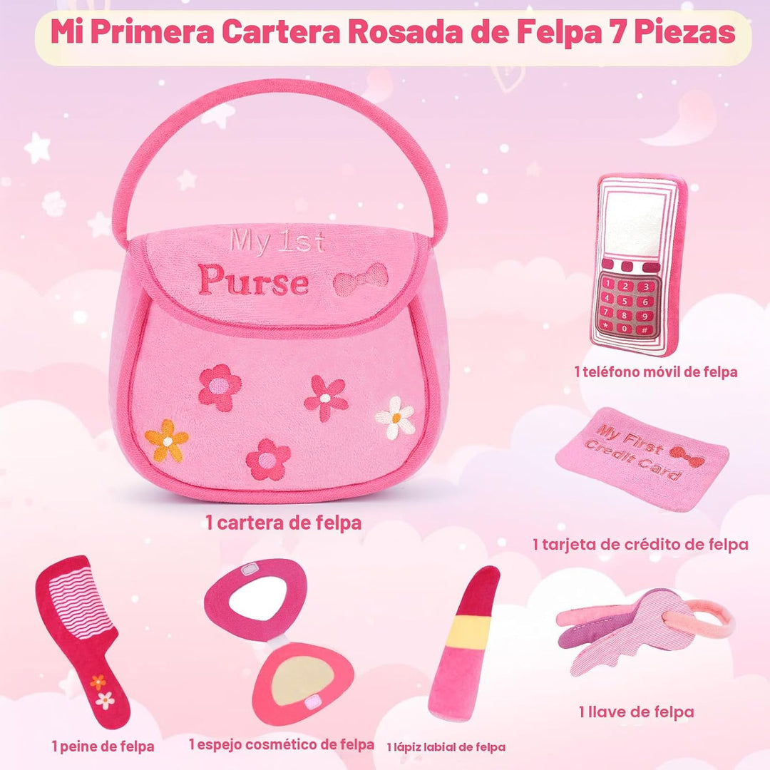 GERBIT My First - Juego de bolso rosa de peluche, con 6 piezas de p...