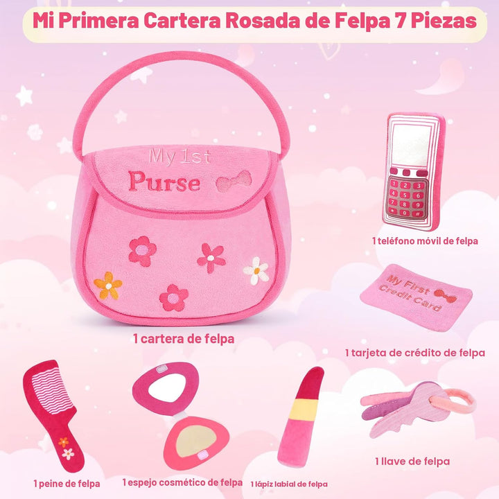 GERBIT My First - Juego de bolso rosa de peluche, con 6 piezas de p...