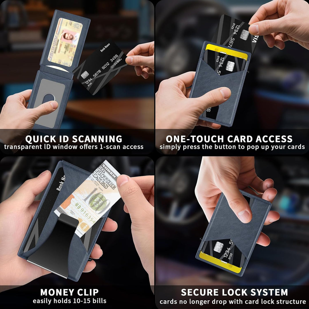 KISUEDZP Cartera delgada para hombre con bloqueo RFID, soporte de m...