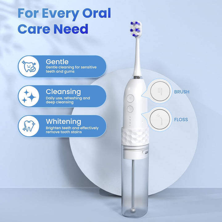 Cepillo de dientes eléctrico con hilo dental de agua, kit de limpie...