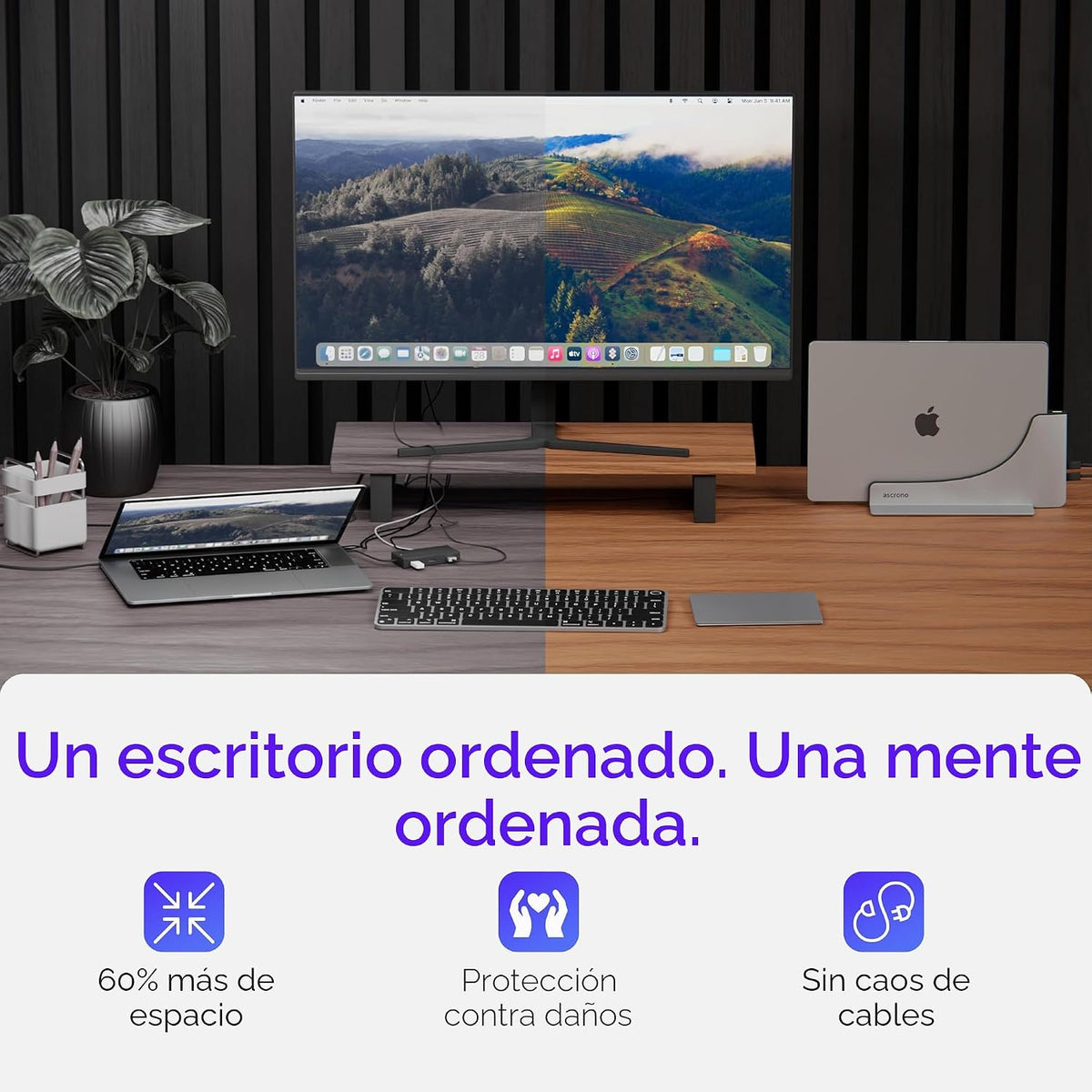 Base para MacBook Pro de 14" (M1-M5) - Dual 4K a 60Hz, 2X TB4 USB-C, 140W