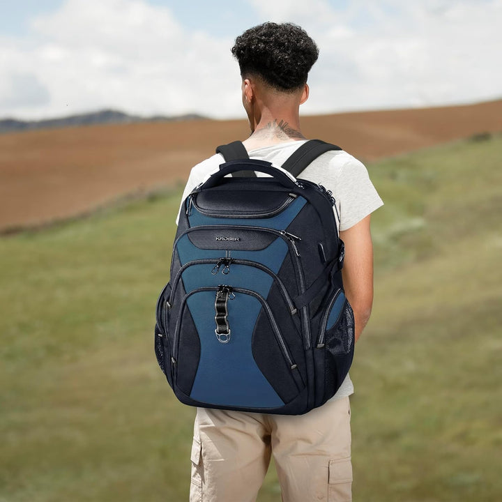 KROSER Mochila de viaje para laptop, Negro\/Azul neblina-18.4, 18,4...