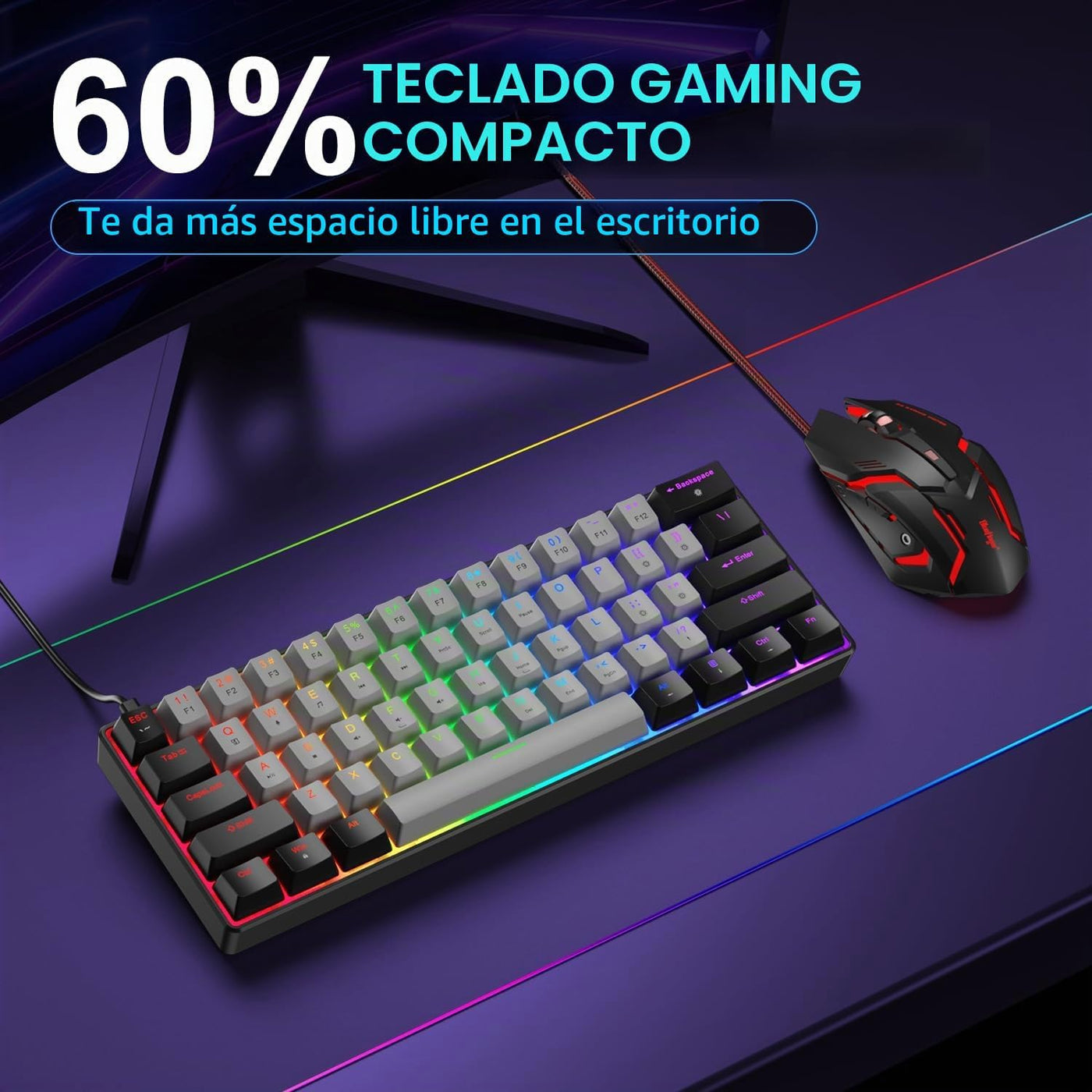 BlueFinger Combo de teclado y mouse mecánicos para juegos 60% \u201...