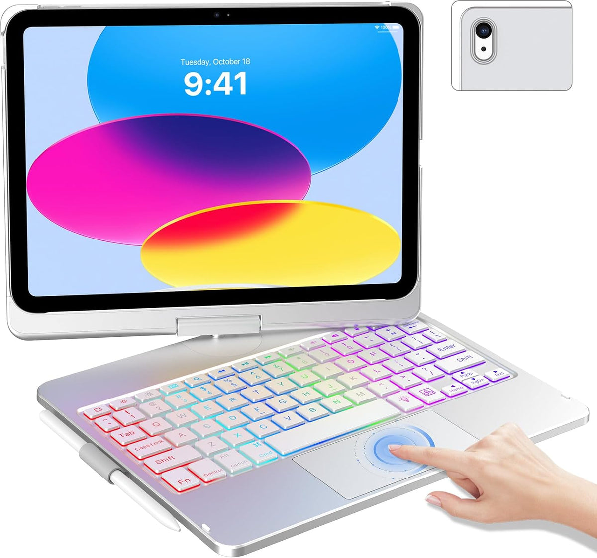 CC Store Funda táctil para iPad A16 de 11ª y 10ª generación con teclado