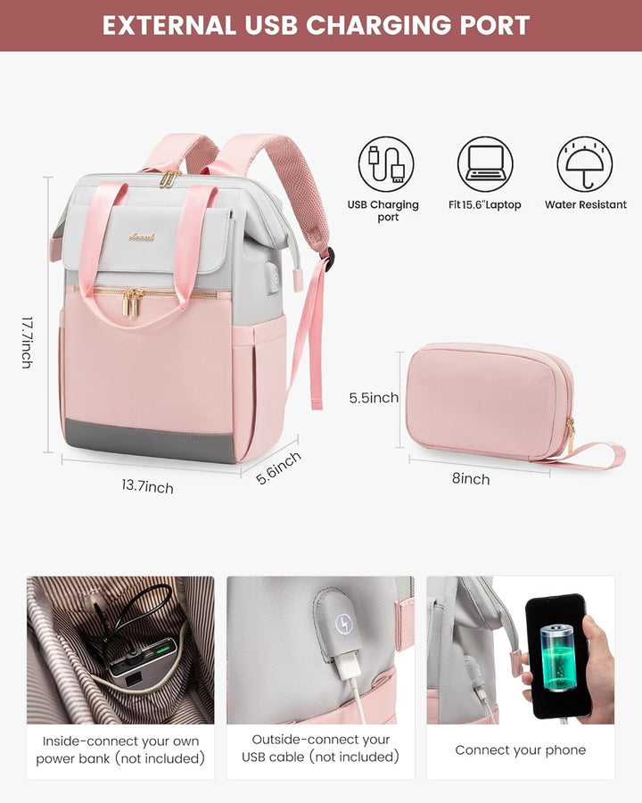 LOVEVOOK Mochila para laptop para mujer, mochila de trabajo convert...