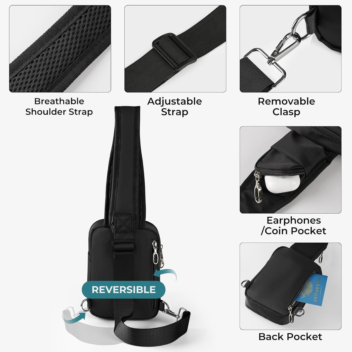 BROADREAM Bolso bandolera con cierre antirrobo, bloqueo RFID y resistente al agua para viajes, trabajo y deportes