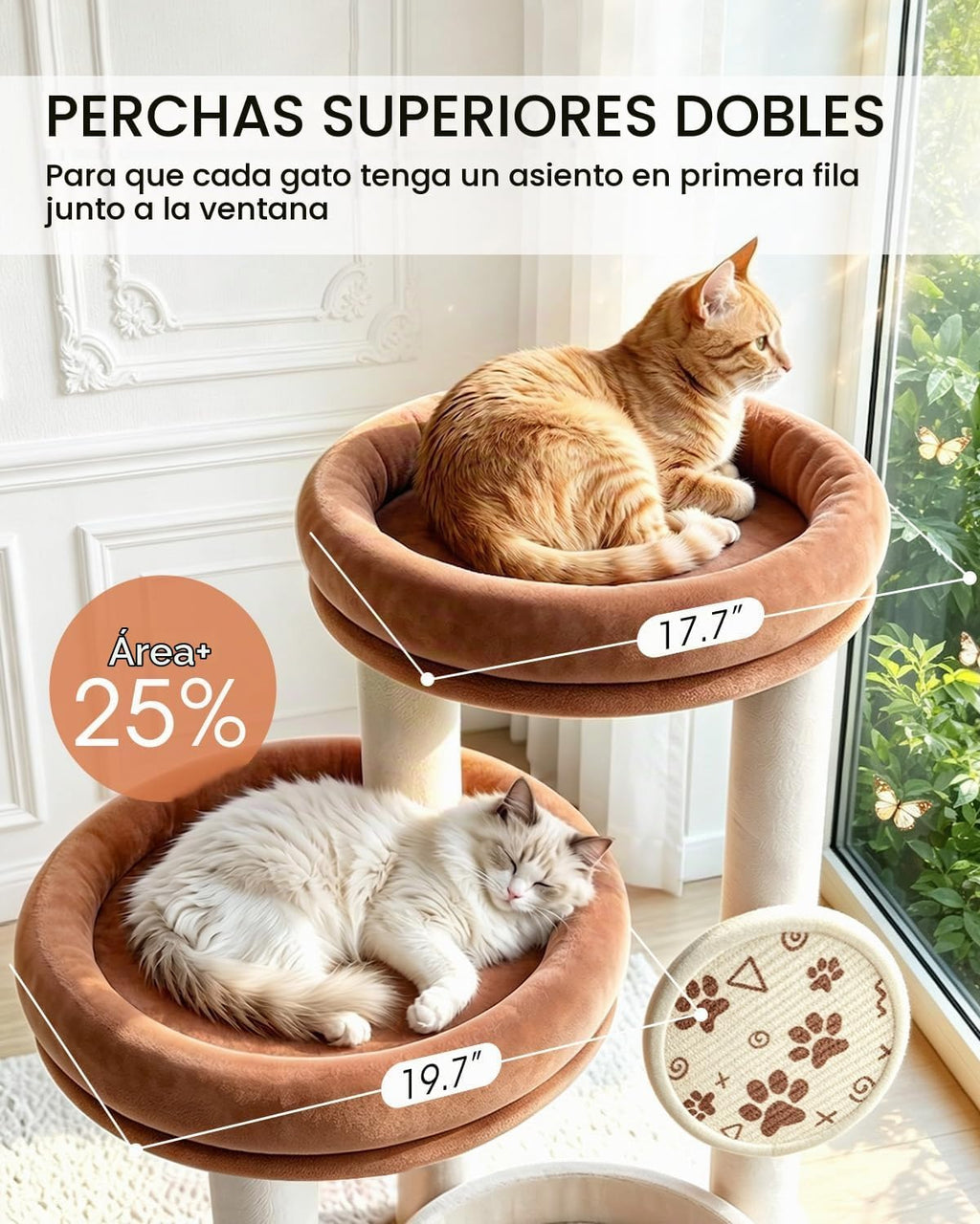 46 pulgadas de Torre de Árbol para Gatos Grandes en Interiores, Condo Cómodo para Gatos Adultos