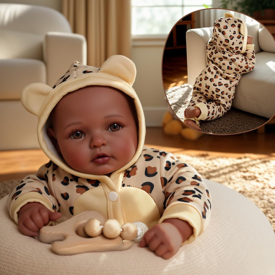 BABESIDE - Adorable muñeca negra realista de 17" hecha a mano,...