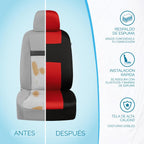 BDK PolyPro - Juego completo de fundas de asiento de coche en rojo sobre negro, fundas de asiento dividido delantero y trasero, fácil de instalar, accesorios para automóviles, camiones, furgonetas