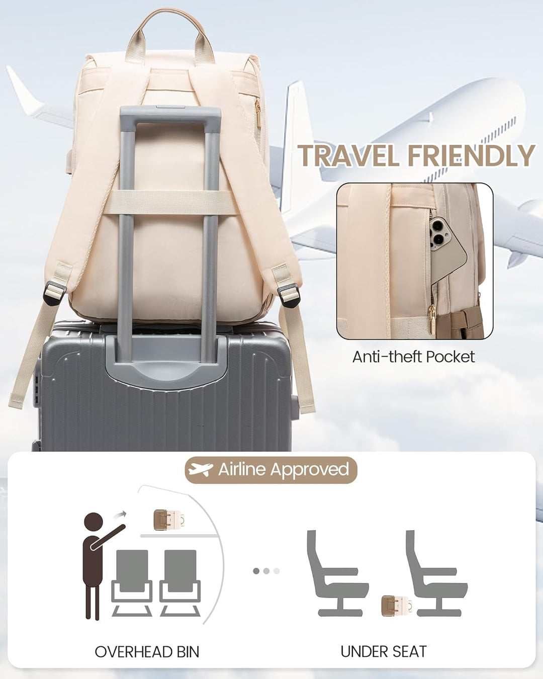 LOVEVOOK Mochila para computadora portátil para mujer, mochila de v...
