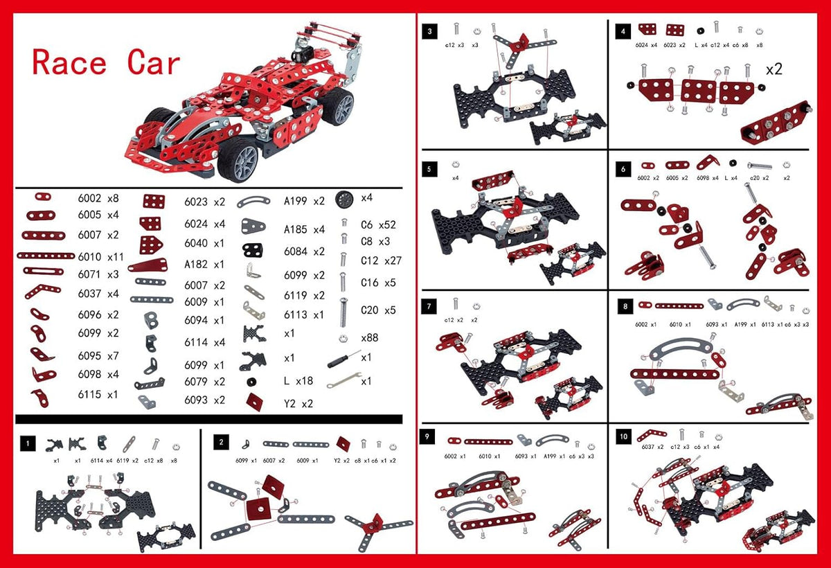Kit de coche modelo de metal, 287 piezas de juguetes de construcción
