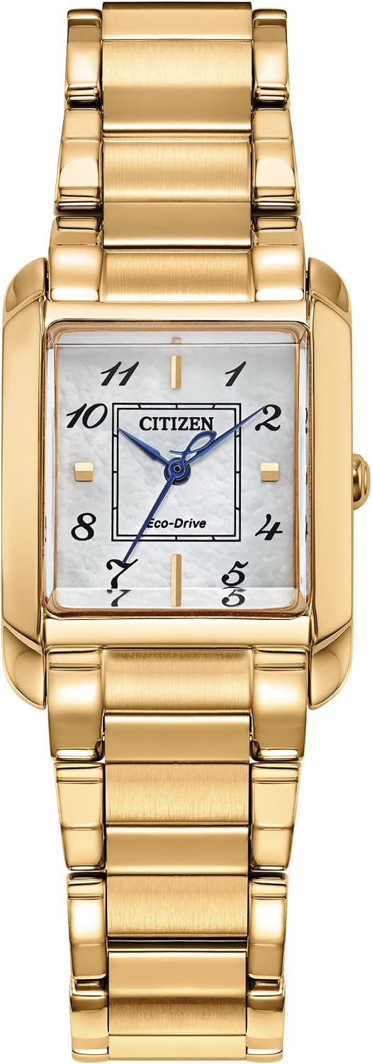 Citizen Bianca EW5602-57D - Reloj de pulsera de acero inoxidable dorado con esfera blanca de 0.866 in
