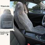 Fundas de Asiento de Oveja de Aegis, Fundas de Asiento de Piel de Merino Genuino para Delantero de Coche, Pieles Densas de Lujo, Ajuste Universal para la Mayoría de Coches, SUV, Camiones, Sedán (Gris)