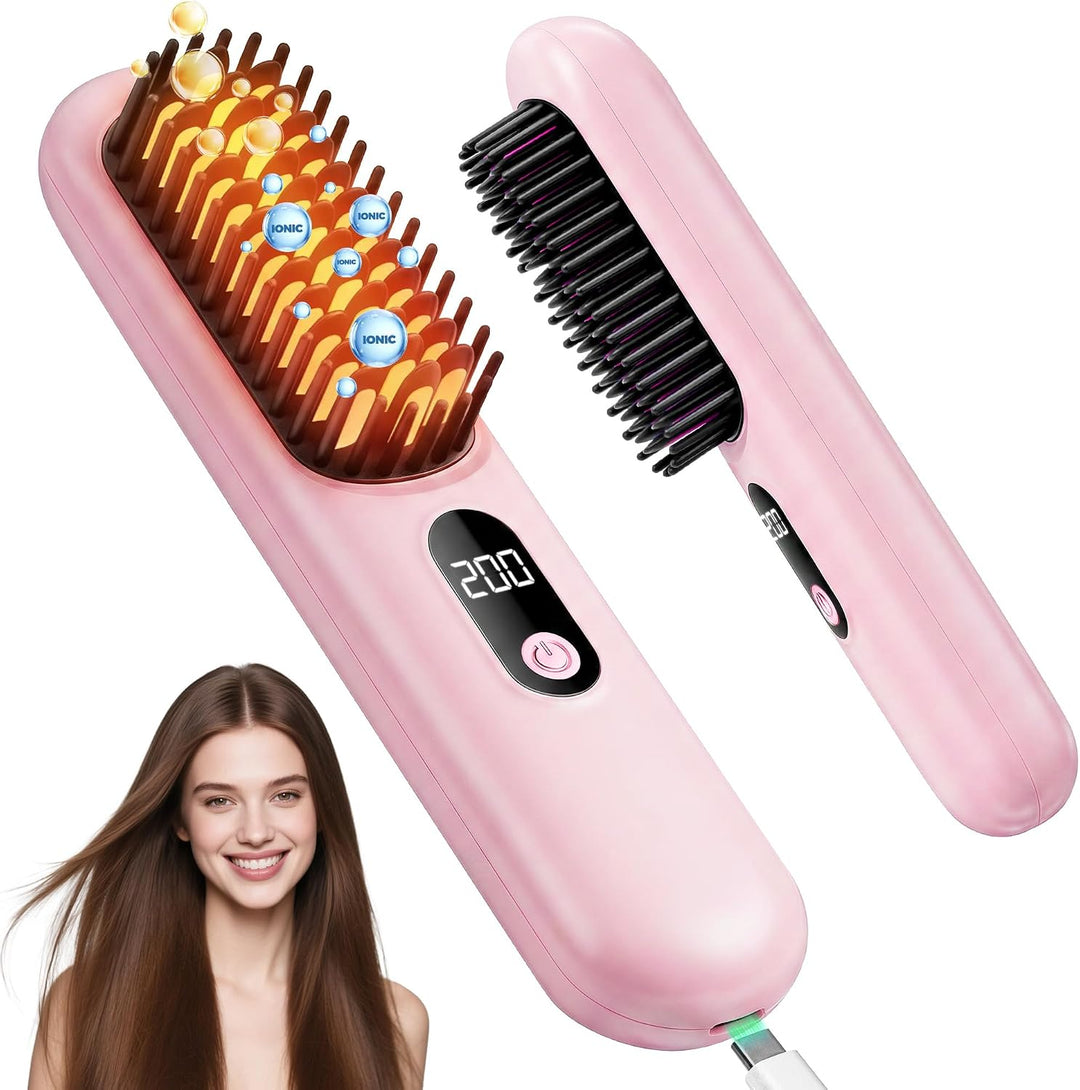 Go Brush Pro 2026, Cordless Hair Straightener Brush, Mini Hair Stra...