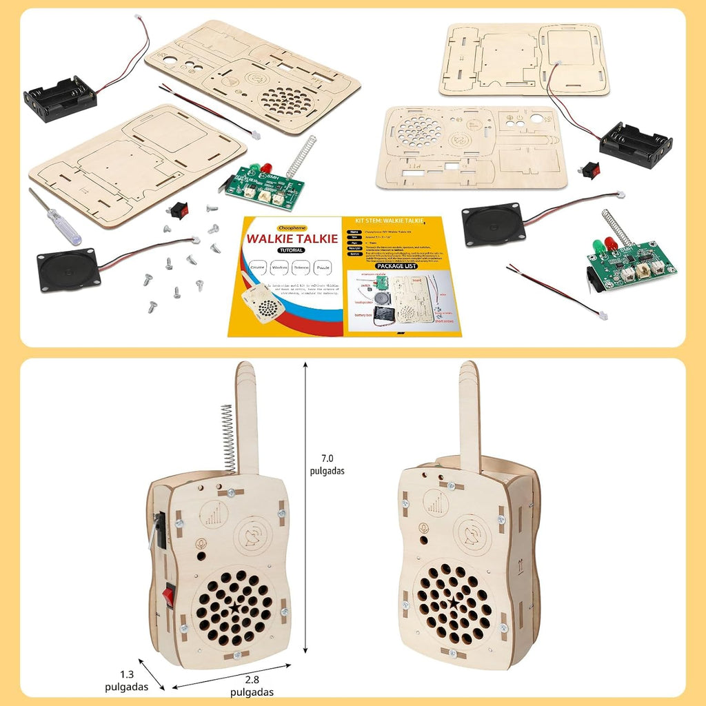 Stem Projects Walkie Talkies Juguetes para niños de 8 a 12 años 12 a 14 años Kit de ciencia Construye tu Propio Kit de Electrónica DIY para niños, experimentos científicos, niño de 9 a 12 años