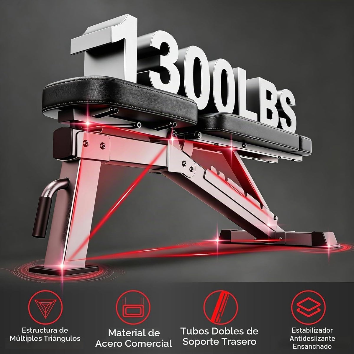 JOROTO FID Asiento de Peso Ajustable 1300LBS de Capacidad para Gimnasio en Casa