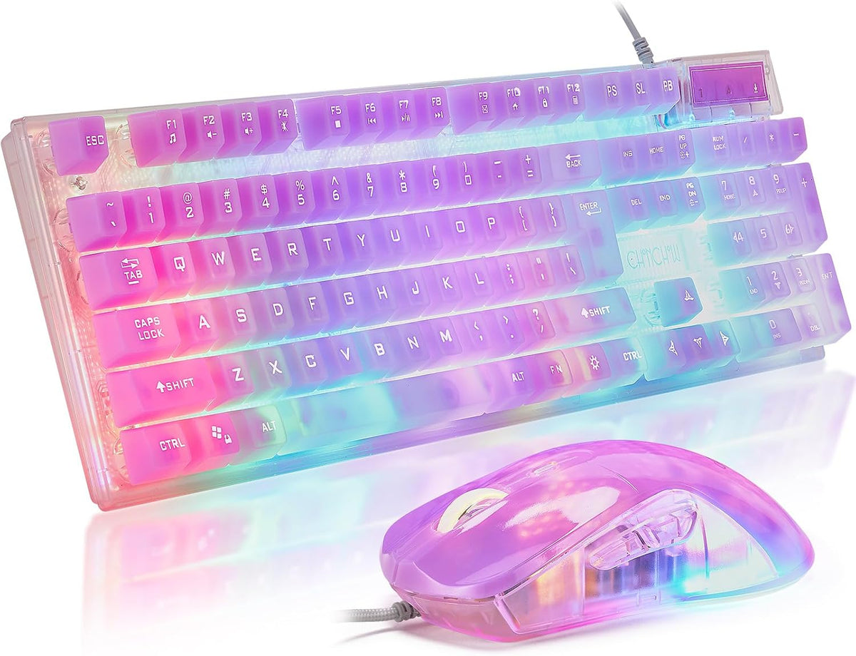 Combo de teclado y mouse LED con cable, 10 efectos retroiluminados RGB para