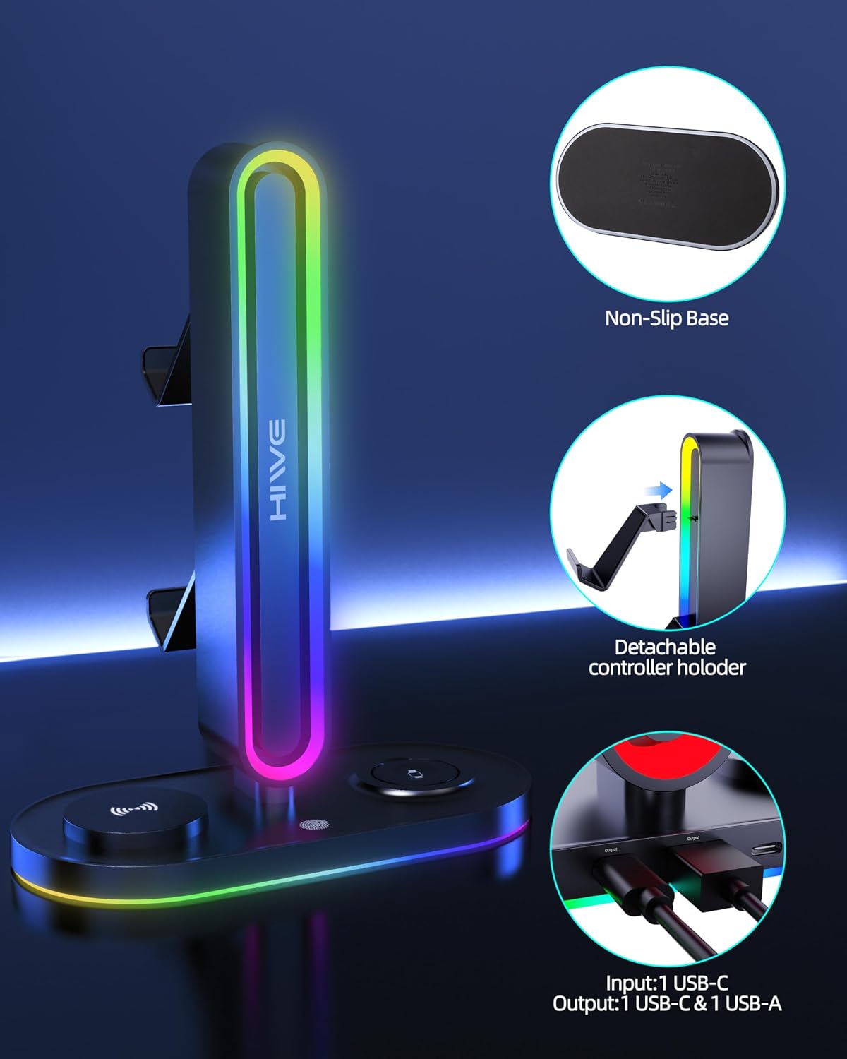 Soporte para auriculares, soporte de controlador dual, cargador MagSafe