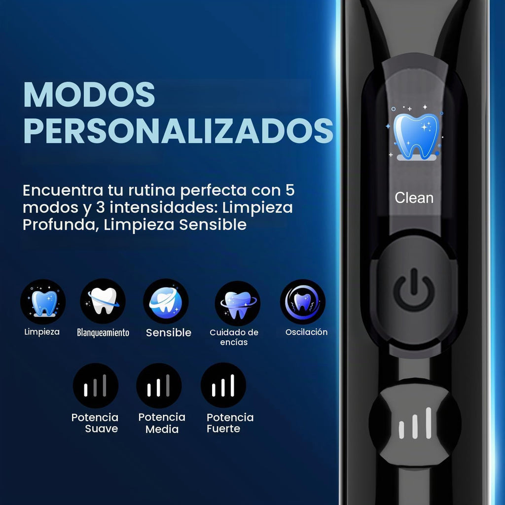Cepillo de dientes eléctrico con sensor de presión, negro