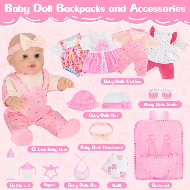 Mastom Set de Juguetes de Muñeca de Bebé de 12 Pulgadas con 4 Traje...