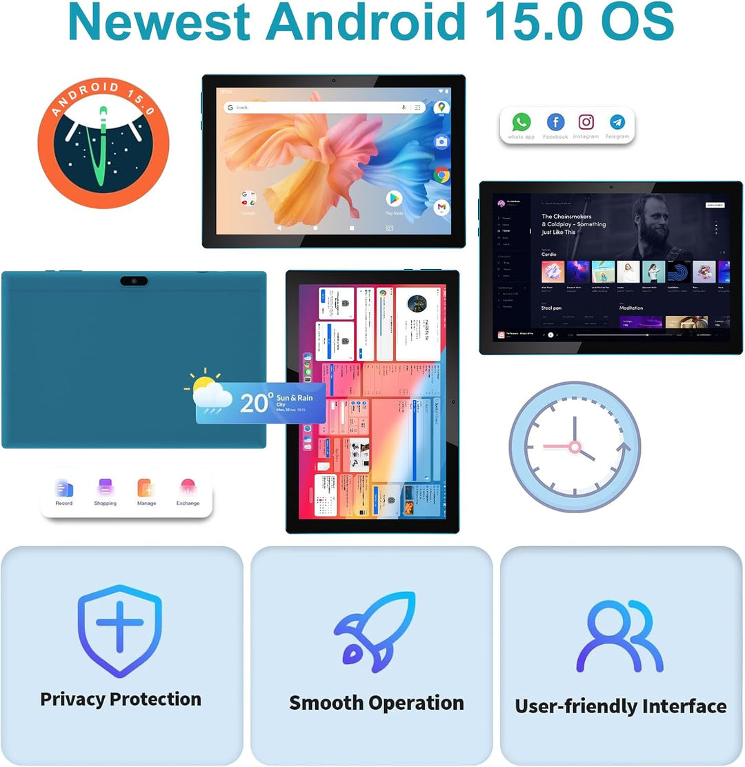 Tablet Android 15, tabletas de 10 pulgadas, 8GB RAM+32GB ROM\/2TB e...