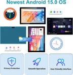Tablet Android 15, tabletas de 10 pulgadas, 8GB RAM+32GB ROM/2TB expandible, verde.