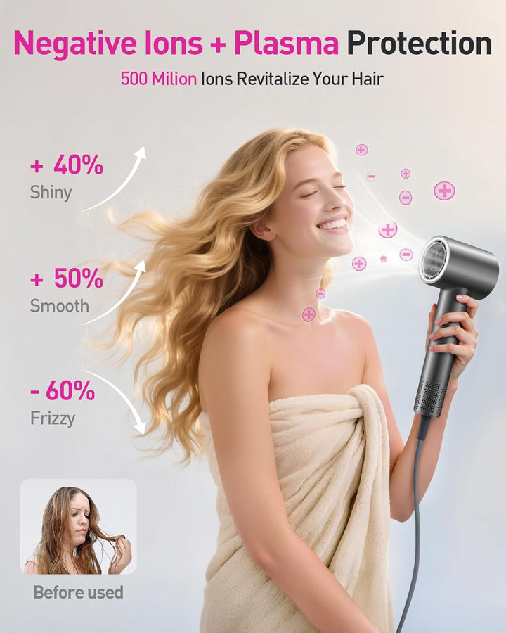 Secador de pelo de plasma para cabello largo de mujer, estilo para...