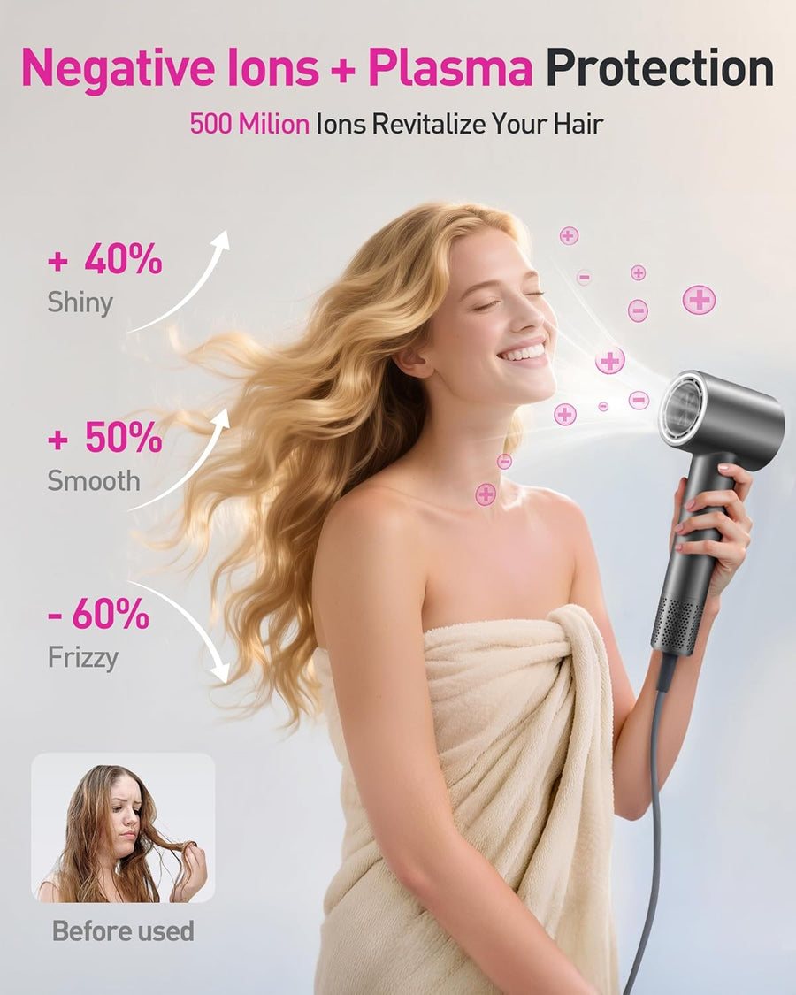 Secador de pelo de plasma para cabello largo de mujer, estilo para...