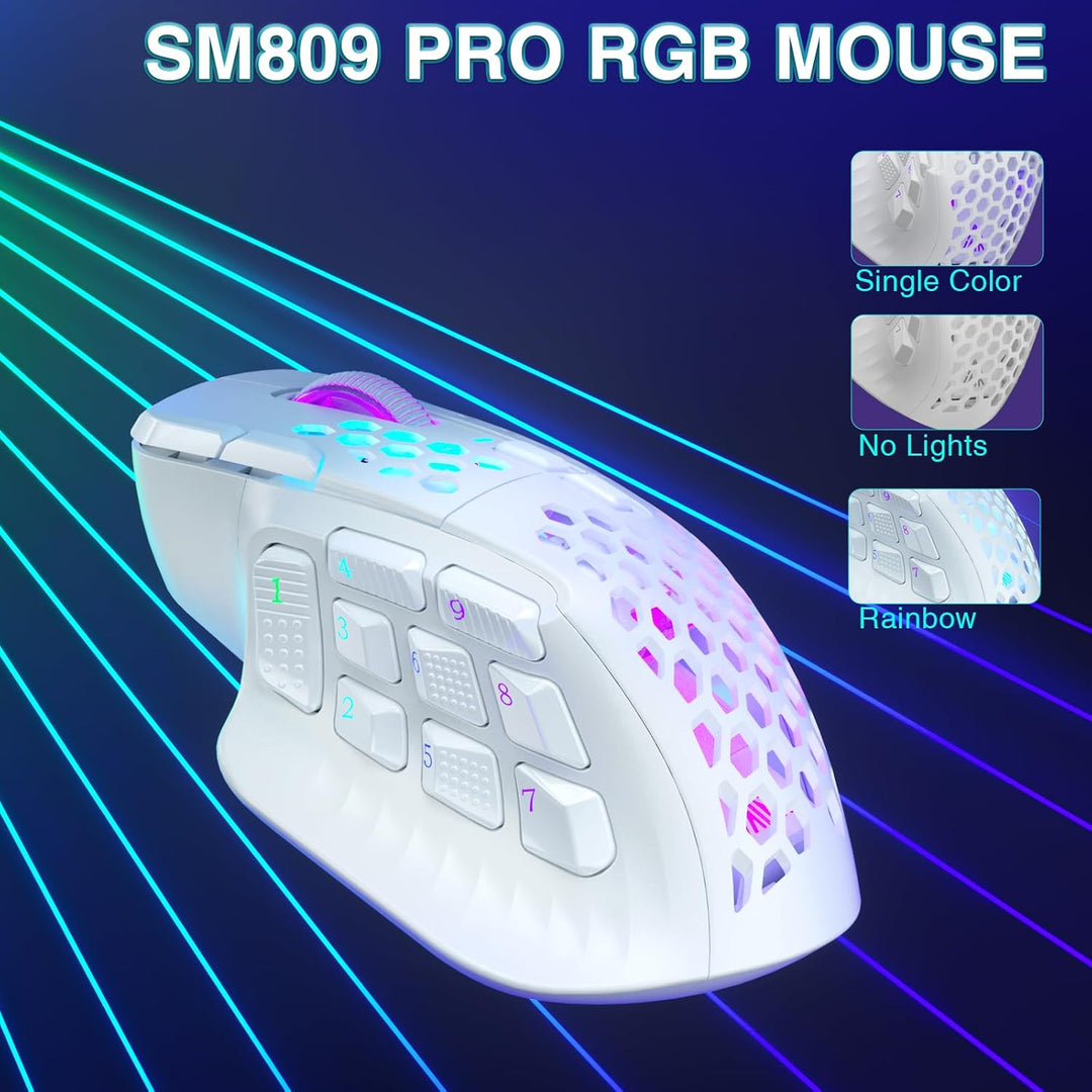 SOLAKAKA SM809 Pro - Mouse para juegos con 9 botones laterales, mou...