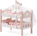 ROBUD Cuna para muñeca bebé, camas de madera para muñecas bebé de 20 pulgadas, literas para muñecas bebé con tul, cama para muñeca American Girl para regalos, rosa