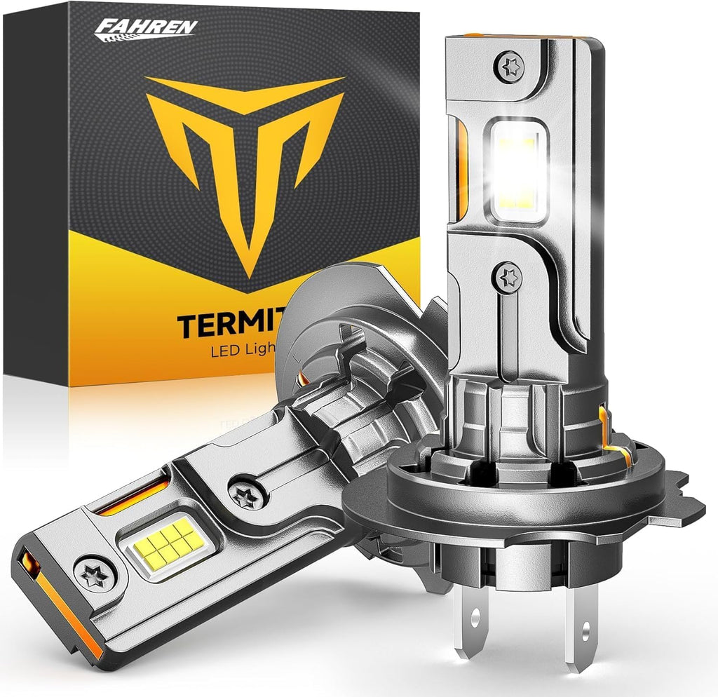 Termitor Bombillas LED H7, brillo de 140,000 lúmenes, haz alto/bajo, más de 85,000 horas de vida útil, 6500 K blanco frío, bombillas antiniebla H7LL de tamaño halógeno real 1:1, 3 minutos Plug N Play