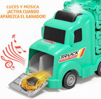 Camión transportador de automóvil de juguete para niños de 3, 4, 5 años, pista de carreras de eyección de 50 pulgadas con 8 autos, sonido y luz, el mejor juego de juguetes de regalo de cumpleaños para niños y niñas