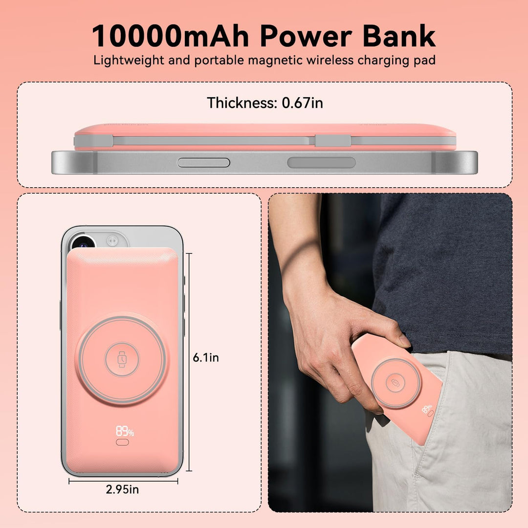 Cargador portátil magnético de 10000 mAh para iWatch y iPhone, 22.5...