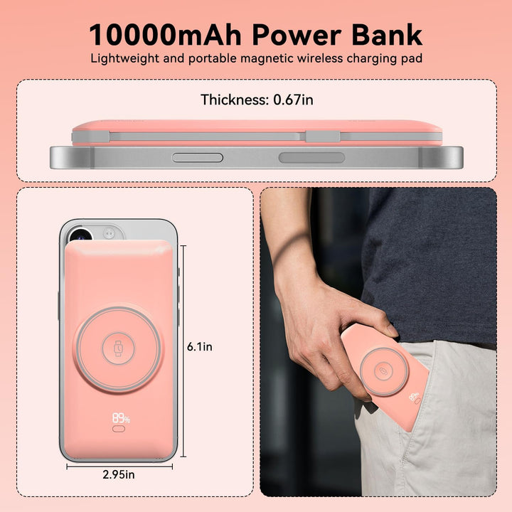 Cargador portátil magnético de 10000 mAh para iWatch y iPhone, 22.5...