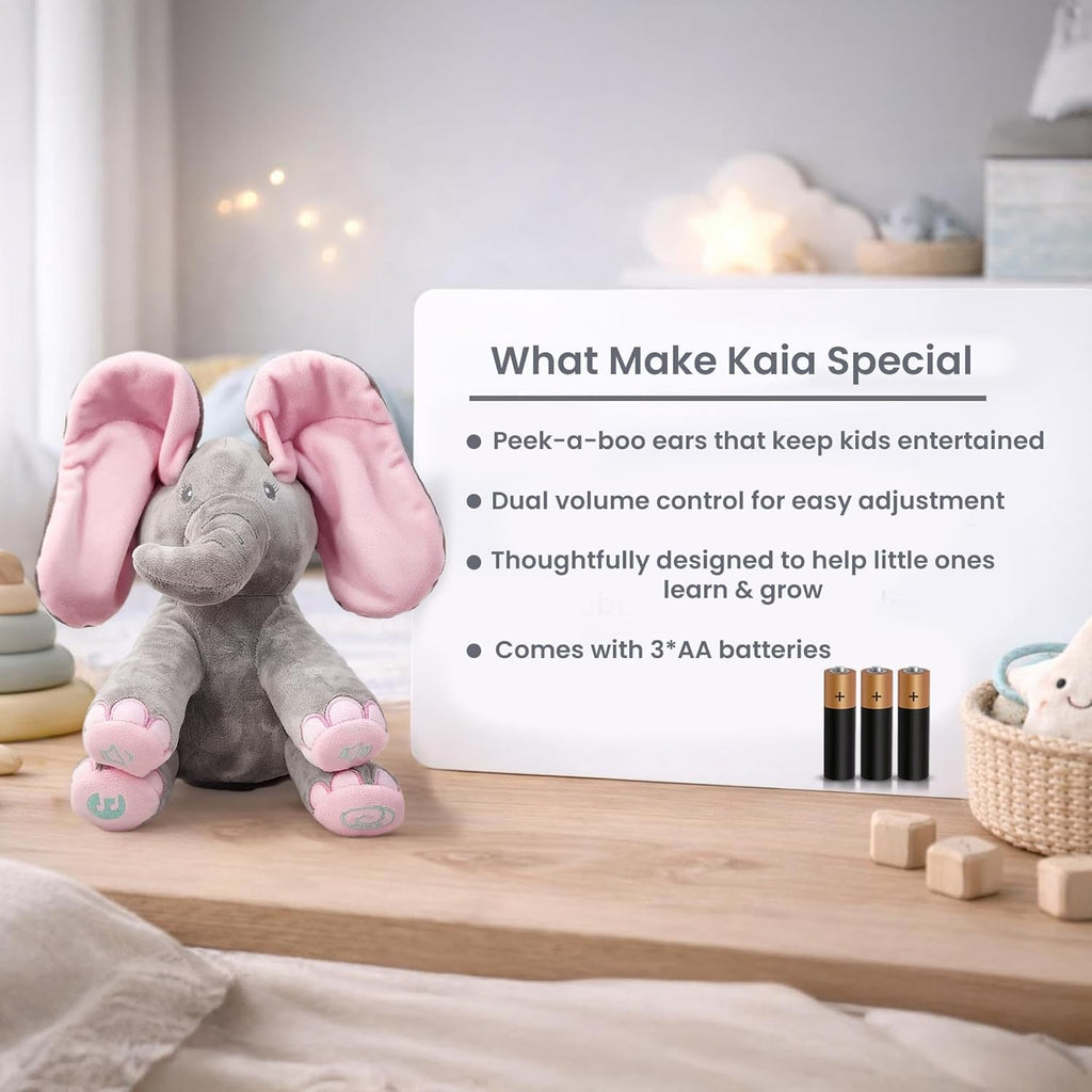 Dimple Kaia Elefante de Peluche Animado - Elefante Rosa de Peluche, Elefante rosa con baterías