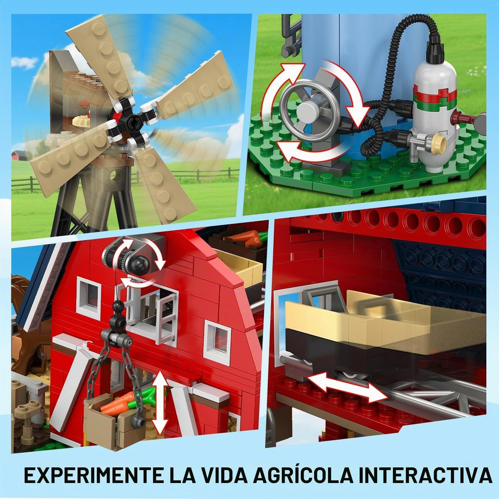 INSOON Set de Construcción Granero Estilo Finca del Oeste con Luces para Niños y Niñas 8+