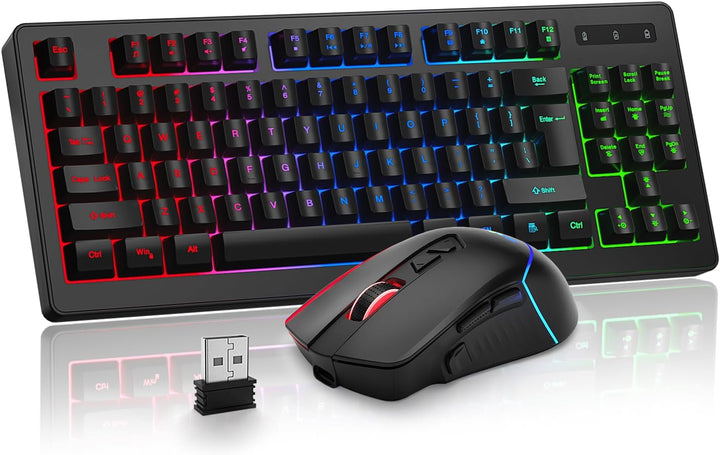 Combo de teclado y mouse inalámbricos BlueFinger, batería recargabl...