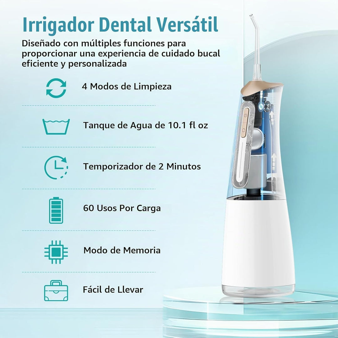 FlossJet - Irrigador dental inalámbrico con hilo dental de agua, ir...