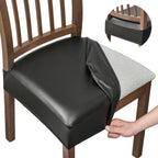 Fundas impermeables para sillas de comedor, juego de 4, fundas de 21 pulgadas de cuero sintético para sillas de comedor, extraíbles y lavables, fundas protectoras para la parte trasera