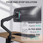 WALI Brazo de monitor resistente para pantalla curva 1000R de 13-49