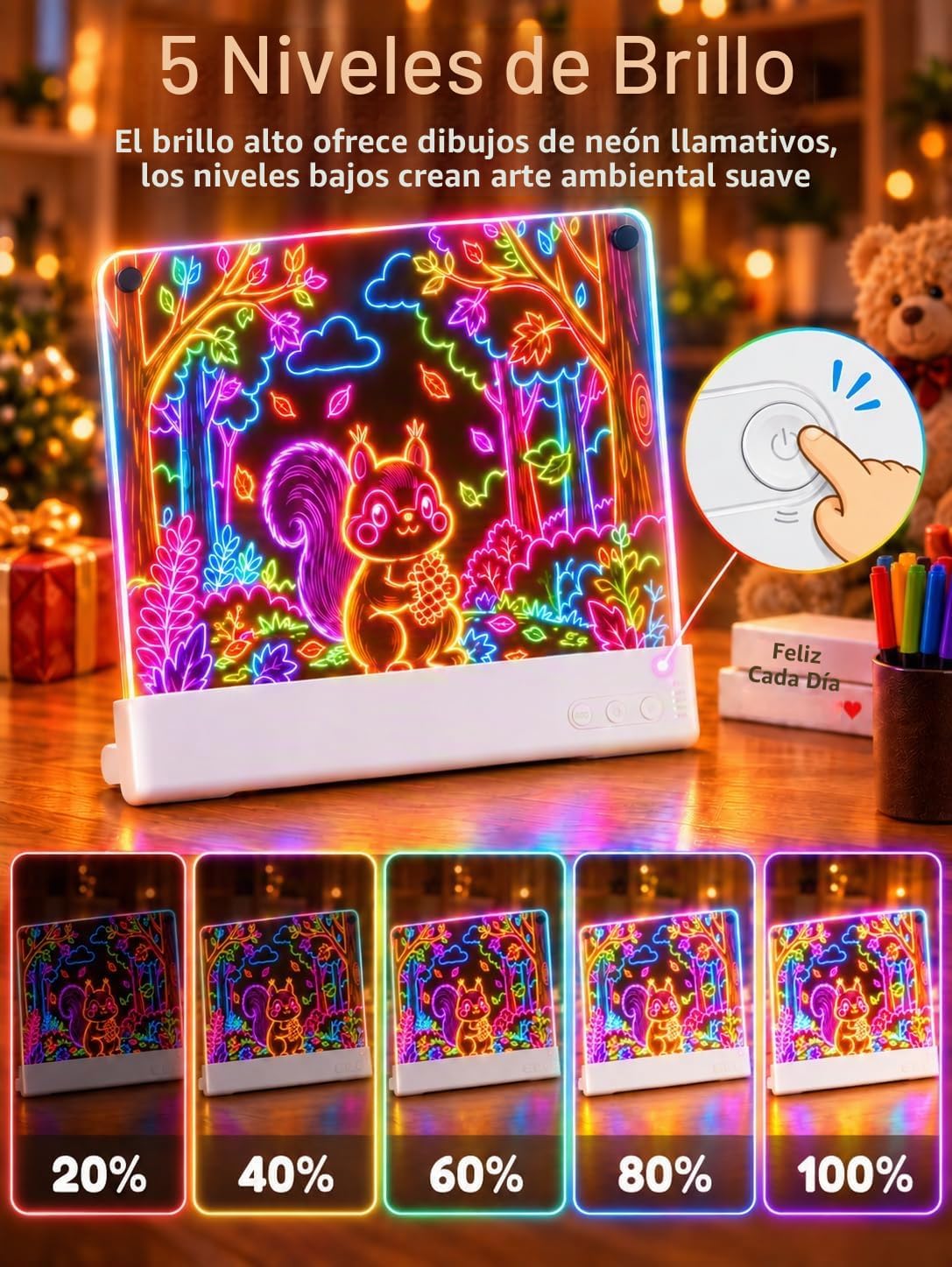 Tablero de dibujo LED para niños con paneles dobles de 16 pulgadas