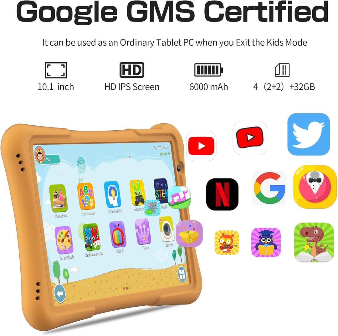 PRITOM Tableta para niños de 10 pulgadas Android 14, 32GB, Quad-Cor...