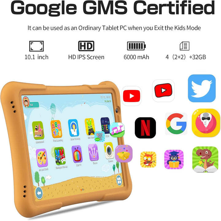PRITOM Tableta para niños de 10 pulgadas Android 14, 32GB, Quad-Cor...