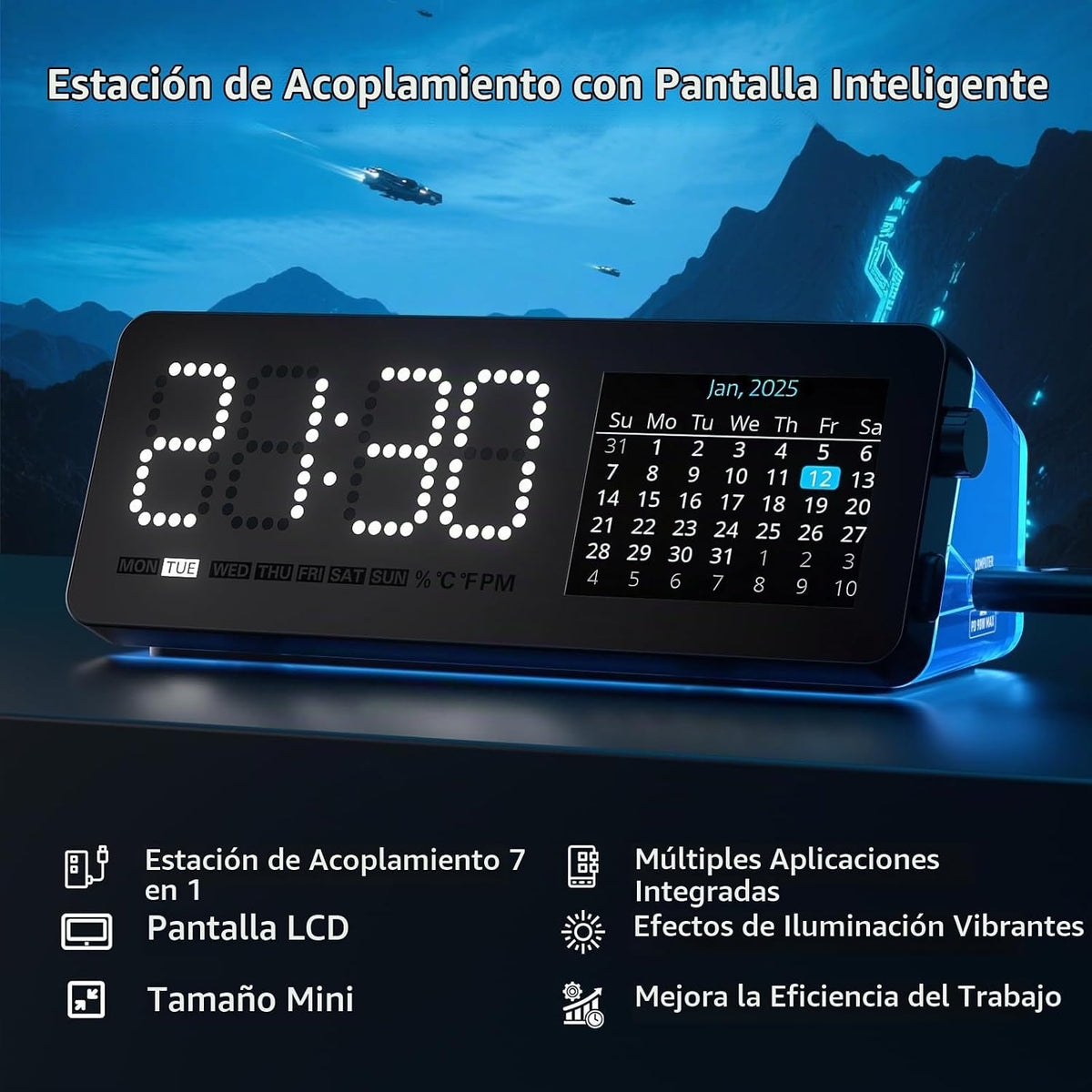 LTC Estación de acoplamiento para portátil, concentrador USB C 7 en 1 con pantalla, múltiples aplicaciones integradas, adaptador multipuerto con HDMI 4K a 60Hz, entrega de energía de 90 W, puertos de datos USBC y USBA, dongle para MacBook, Dell y más