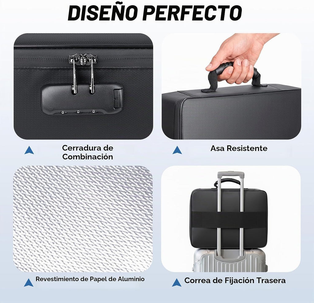 BALEINE Caja de Documentos Ignífuga con Cerradura, Bolsa de Documentos Ignífuga Portátil Impermeable Cajas de Archivos Ignífugas para Documentos, Caja Organizadora de Archivos para Papeleo Importante