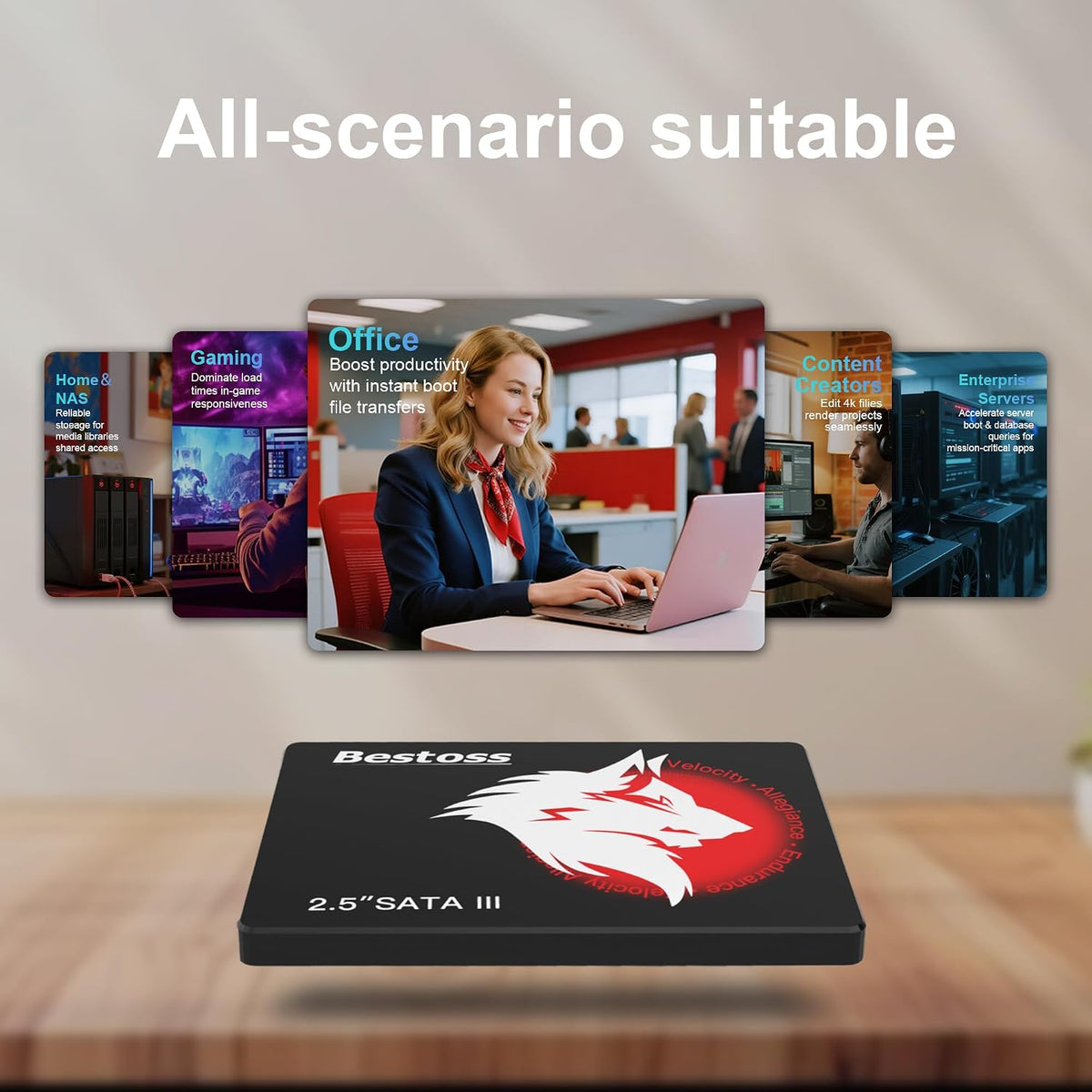 Bestoss Disco duro interno SSD SATA III de 2 TB de 2.5 pulgadas de...