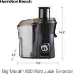 Hamilton Beach Máquina centrífuga del Juicer con boca grande 3" canal de